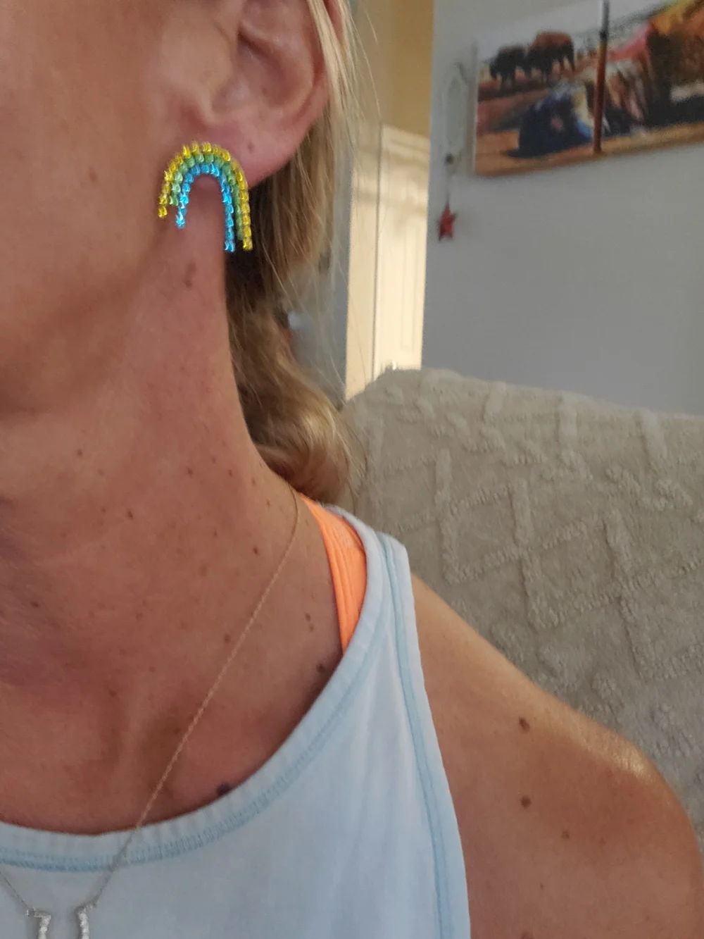 Beaded Fringe Earrings Set in Lavender, Pink, Teal, Blue & Red Set Of 6